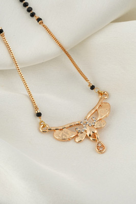 MAME CREATION Traditional Gold Plated AD Diamond Mangalsutra for Women Alloy Mangalsutra