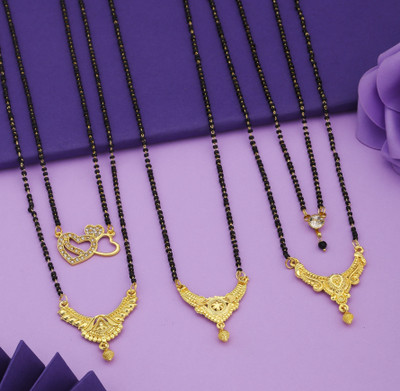 VEMISHTI combo of 5 Brass, Crystal Mangalsutra