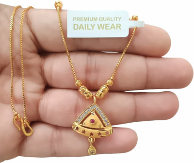 SAPNA PALACE Micro gold triangle pendant with gold chain Brass Mangalsutra