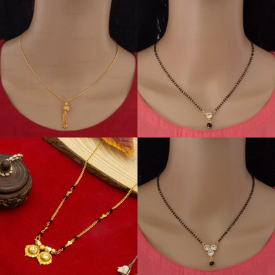 RAMDEV ART FASHION JEWELLERY Pack Of 4 Gold Plated Mangalsutra Tanmaniya For Women Alloy Mangalsutra