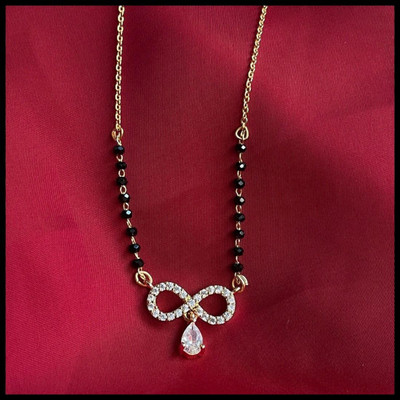 Temora American Dimaond Gold Plated Designer Short Mangalsutra Alloy Mangalsutra