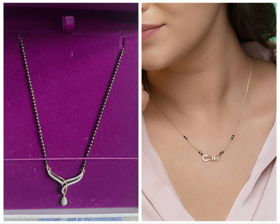 Vriva Jewels Pretty American Diamond Mangalsutra for women Alloy Mangalsutra