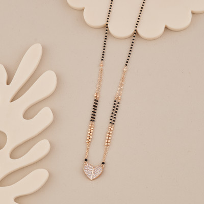 Stree store Rose Adora Heart Mangalsutra with Sparkling American Diamonds Brass Mangalsutra