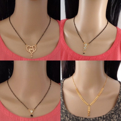 RAMDEV ART FASHION JEWELLERY Designer Alloy Gold Plated Mangalsutra For Women and Girls Pack of 4 Alloy Mangalsutra