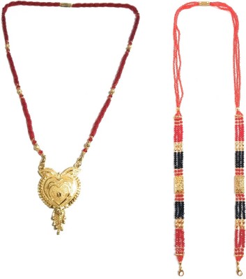 Ligament LIGAMENT NEW RED BLACK GOLDEN MANGALSUTRA Alloy, Silk Dori Mangalsutra