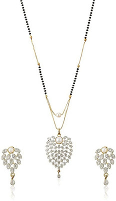 Anamya Alloy Gold-plated Black Jewellery Set(Pack of 1)