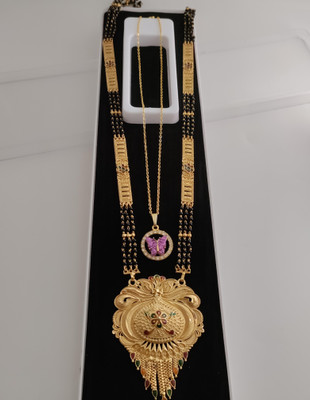 Rohit Fashion Trending Micro Gold Plated Matte Mangalsutra With Pendant Set for Daily Wear Brass Mangalsutra