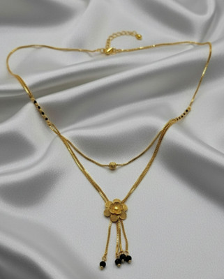 Defashions Traditional Gold-Plated Floral Design Double-Strand Mangalsutra for Women Brass Mangalsutra