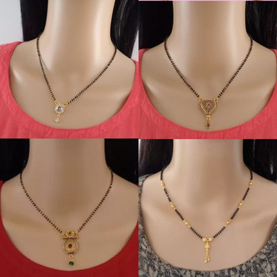 RAMDEV ART FASHION JEWELLERY Designer Alloy Gold Plated Mangalsutra For Women and Girls Pack of 4 Alloy Mangalsutra