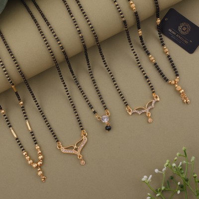 brado jewellery Pack of 5 Gold Plated Mangalsutra for Women Alloy Mangalsutra