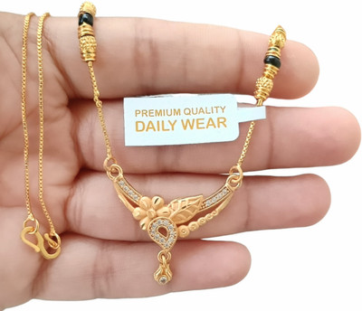 SAPNA PALACE MICRO GOLD AD MANAGLSUTRA PENDANT WITH CHAIN Brass Mangalsutra