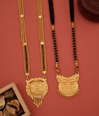 Siyajewelly bestseller Combo of 2 Traditional Brass, Crystal Mangalsutra