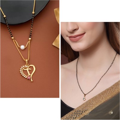 BOGHRA SALES American Diamond Gold Plated Combo of 2 Mangalsutra For Women Alloy Mangalsutra