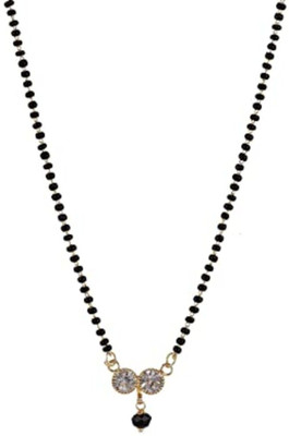 RosaStella Gold Plated Black Beaded Chain Pendant Traditional Mangalsutra for Women Alloy Mangalsutra