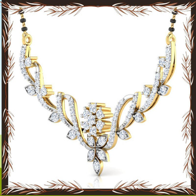 Temora American Dimaond Gold Plated Designer Short Mangalsutra Alloy Mangalsutra