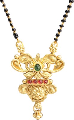 JAYOTI Traditional Brass Plated Kundan Mangalsutra for Women, Indian Style (Gold Color) Alloy Mangalsutra