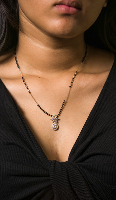MISVI Gold Plated AD-Studded Mangalsutra Stainless Steel Mangalsutra