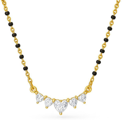 NAVYA JEWELRY Gold-Plated CZ Heart Mangalsutra for Women Brass Mangalsutra