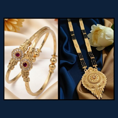 REEWAZIMPERIAL Royal Grace 30 Inch Big Pendant Mangalsutra with Adjustable Bangles Brass Mangalsutra