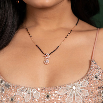 CLONEO Beautiful and Unique Design Rose-Gold Plated 18 Inch Mangalsutra Alloy Mangalsutra
