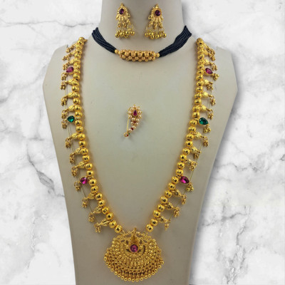 Swaroop Designer Combo Mangalsutra Set Of Short And Long Mangalsutra Black Bead Mangalsutr 35 Brass Mangalsutra