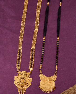 Siyajewelly Combo of 2 Traditional Brass, Crystal Mangalsutra