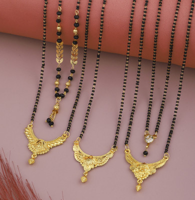 VEMISTHI combo of 5 Brass, Crystal Mangalsutra