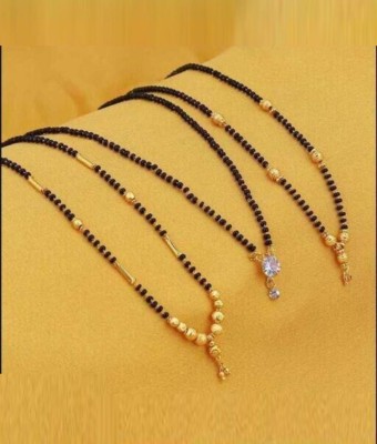 Lucents Latest Stylish Fashionable Gold Plated Pack of 3 Pis Tanmaniya For Women Brass Mangalsutra
