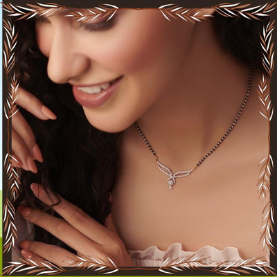 Temora American Dimaond Gold Plated Designer Short Mangalsutra Alloy Mangalsutra