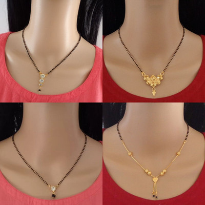 Dency Designer Alloy Gold Plated Mangalsutra For Women and Girls Pack of 4 Alloy Mangalsutra