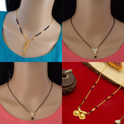 RAMDEV ART FASHION JEWELLERY Alloy Gold-plated Gold, Black Jewellery Set(Pack of 4)