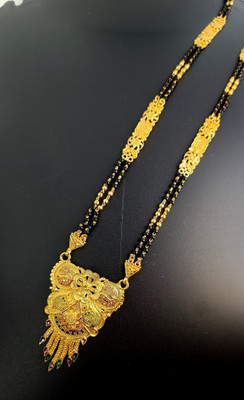 SONI DESIGNS TraditionaL One Gram Gold Plated 30 Inch Long Black Beads Golden Mangalsutra Brass Mangalsutra