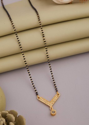 ISAMORA New Fashion Diamond Mangalsutra Gold Plated Mangalsutra For Women And Girls Brass Mangalsutra