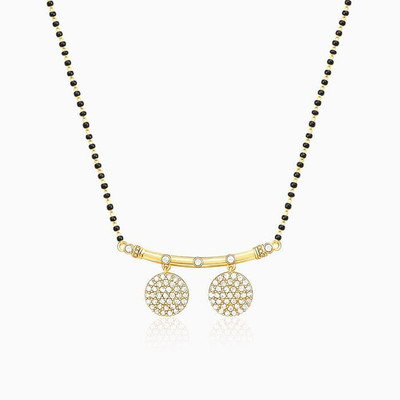 CLONEO Beautiful Attractive Design AD Mangalsutra with 18 Inch Gold Plated Black Chain Alloy Mangalsutra