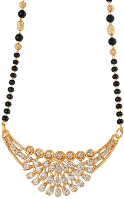 Nilu's Collection Nilu's Collection Rose Gold Plated Mangalsutra With American Diamond For Women Copper Mangalsutra