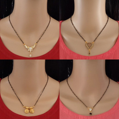 RAMDEV ART FASHION JEWELLERY Designer Alloy Gold Plated Mangalsutra For Women and Girls Pack of 4 Alloy Mangalsutra