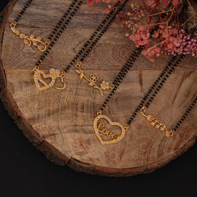 brado jewellery Gold Plated American Diamond 18 Inch casual wear Mangalsutra Tanmaniya for Women Alloy Mangalsutra