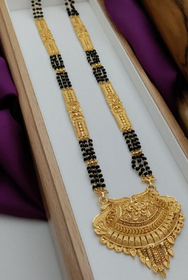 Rohit Fashion New Beautiful Trending Brass Gold Pleated Heavy Mangalsutra For Women Brass Mangalsutra