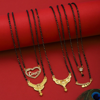 VEMISTHI combo of 5 Brass, Crystal Mangalsutra