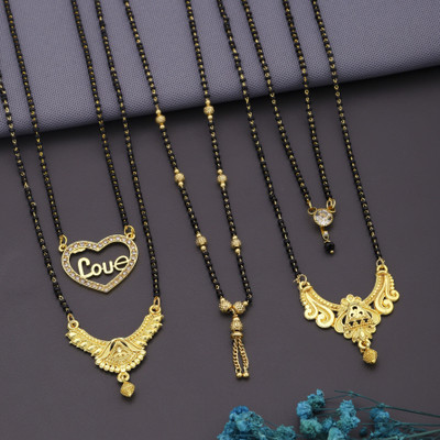 Vemesthi Gold Mangalsutra For women Stylish Brass Mangalsutra Brass, Crystal Mangalsutra