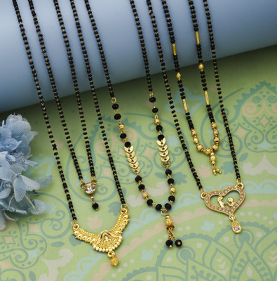 VEMISTHI combo of 5 Brass, Crystal Mangalsutra