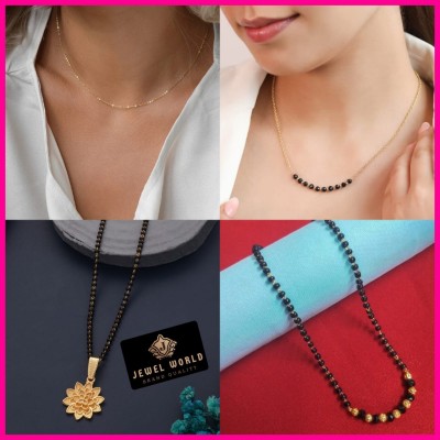 Jewel WORLD Combo Pack of 4 Mangalsutra Chain for Girls-women Alloy, Brass Mangalsutra