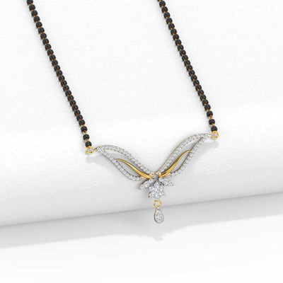 VUQIP Fancy Designer Women's Silver Plated diomand Mangalsutra Pendant with Chain Alloy Mangalsutra