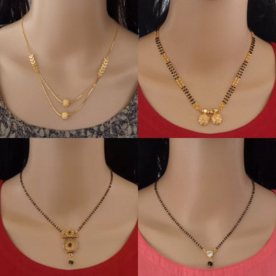 Dency Stylish Alloy Gold Plated Mangalsutra Tanmaniya For Women Alloy Mangalsutra