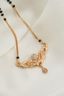 MAME CREATION Traditional Gold Plated AD Diamond Mangalsutra for Women Alloy Mangalsutra