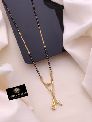 Jewel WORLD A letter mangalsutra 18 Inch short name alphabet mangalsutra for women Alloy, Brass Mangalsutra