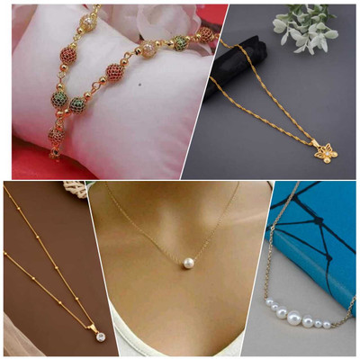 Jewel Knot White Pearl/Motti Fancy Chain Alloy Mangalsutra