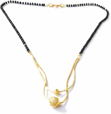 MANMORA Black beads with golden ball pandent mangalsutra for girls |women (pack of 1) Plastic Mangalsutra