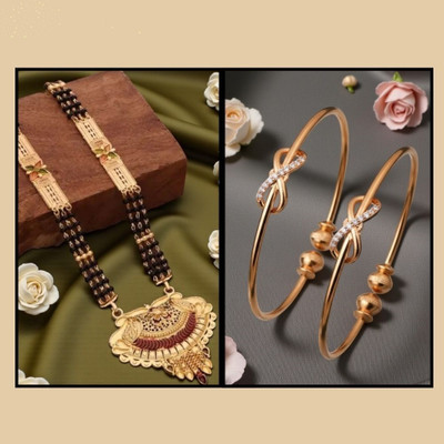 REEWAZIMPERIAL Royal Grace 30 Inch Big Pendant Mangalsutra with Adjustable Bangles Brass Mangalsutra