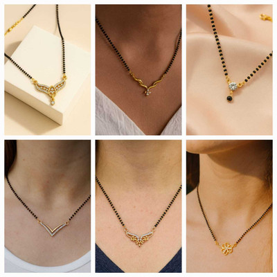 ELCETRATD JEWELLERY shimmering beautiful tanmaniya PACK OF 6 combo for women Alloy Mangalsutra